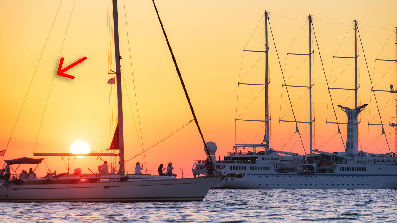 jachty, ilustracja do artykułu z zaznaczoną topenantą