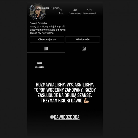 Zrzut ekranu Instastories Wojtek Gola